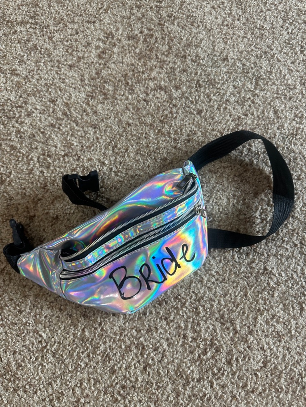 Custom 'Bride' Fanny Pack Waist Bag - Silver/Multicolor